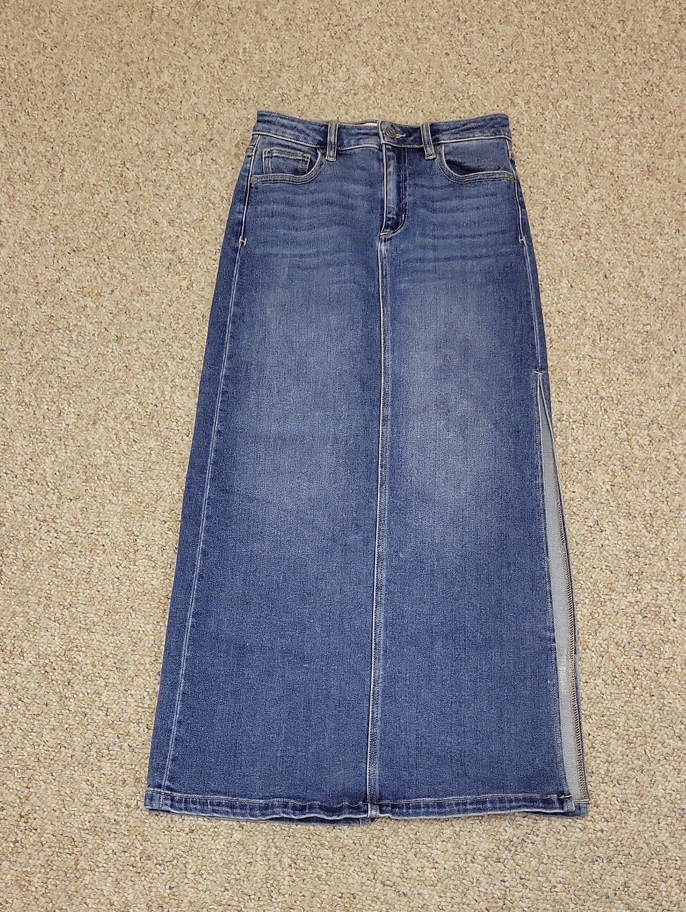 Hidden Peyton Blue Denim Maxi Skirt Side Slit Small. Indie Sleeze Festival
